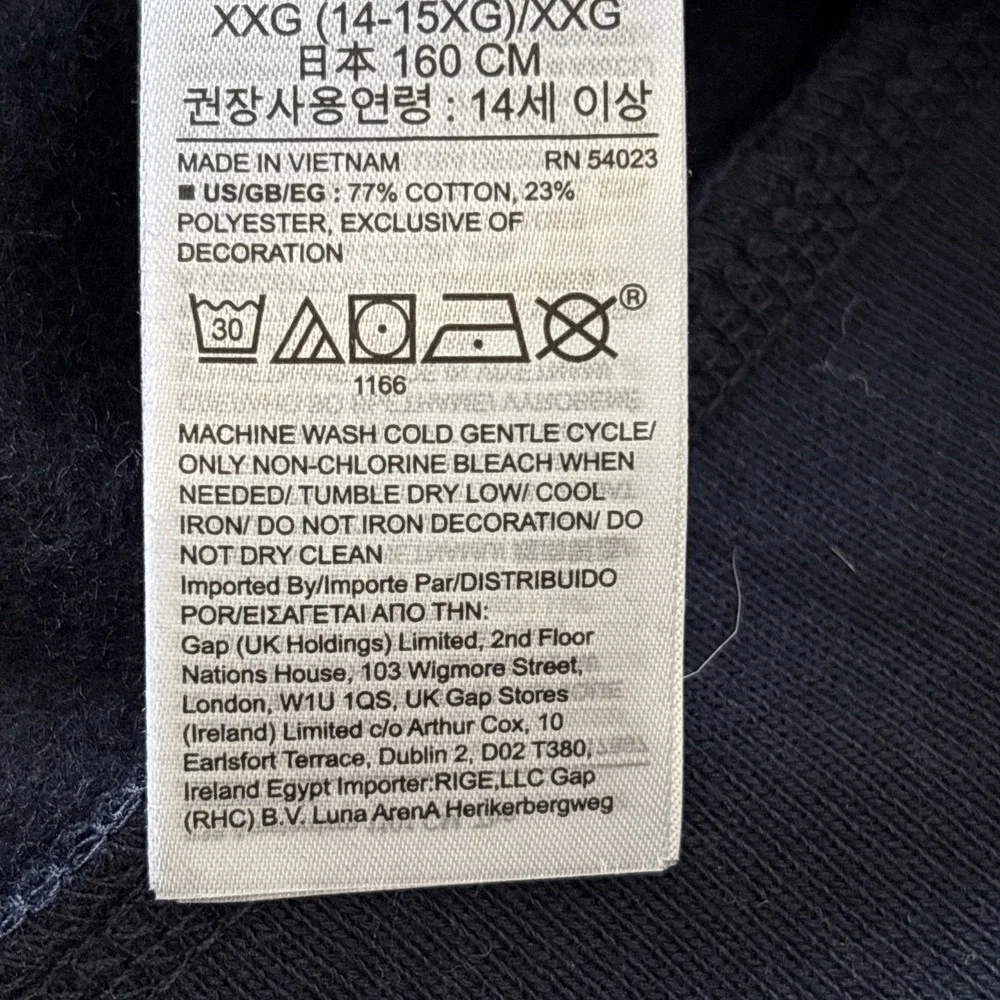 Gap Kids Hooded Sweatshirt Navy With Pink Letters XXL 14/16 Runs Small 12/14